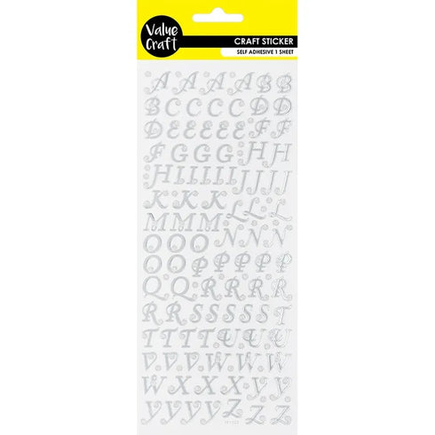 Silver Glitter Capital Alphabet Stickers